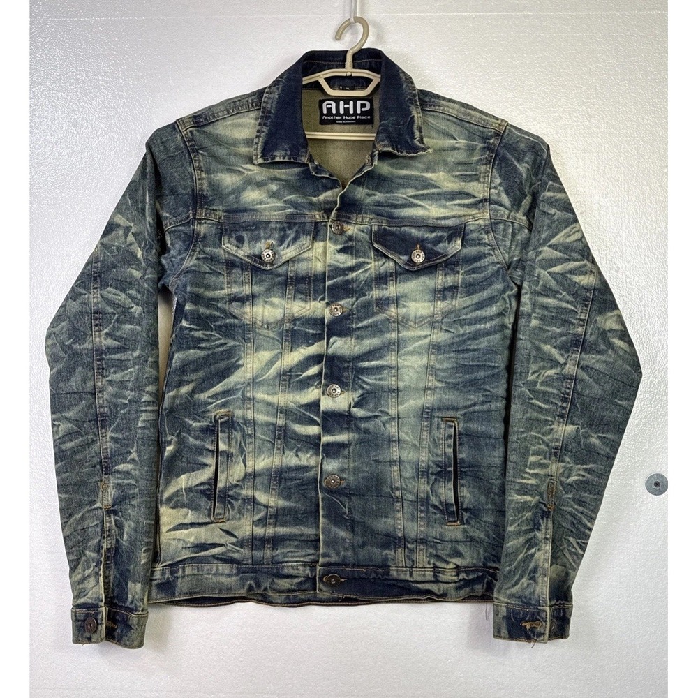 Another Hype Piece Denim Jacket Womens Sz XL Faded Blue Acid Wash Grunge Hipster